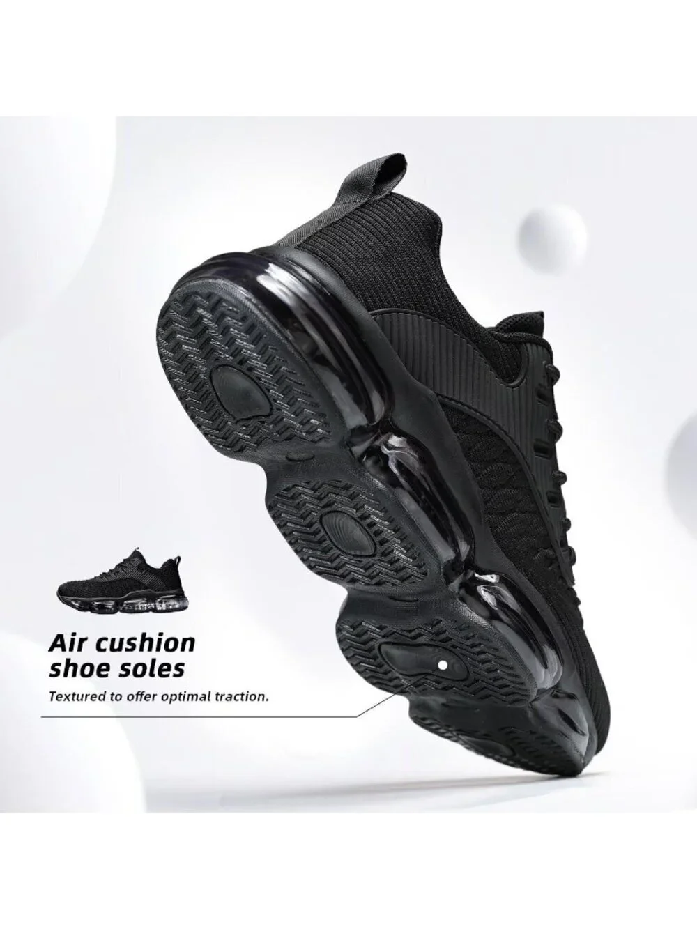 Women's Black Walking Air Cushion Breathable Mesh Casual Athletic Sneaker Shoes